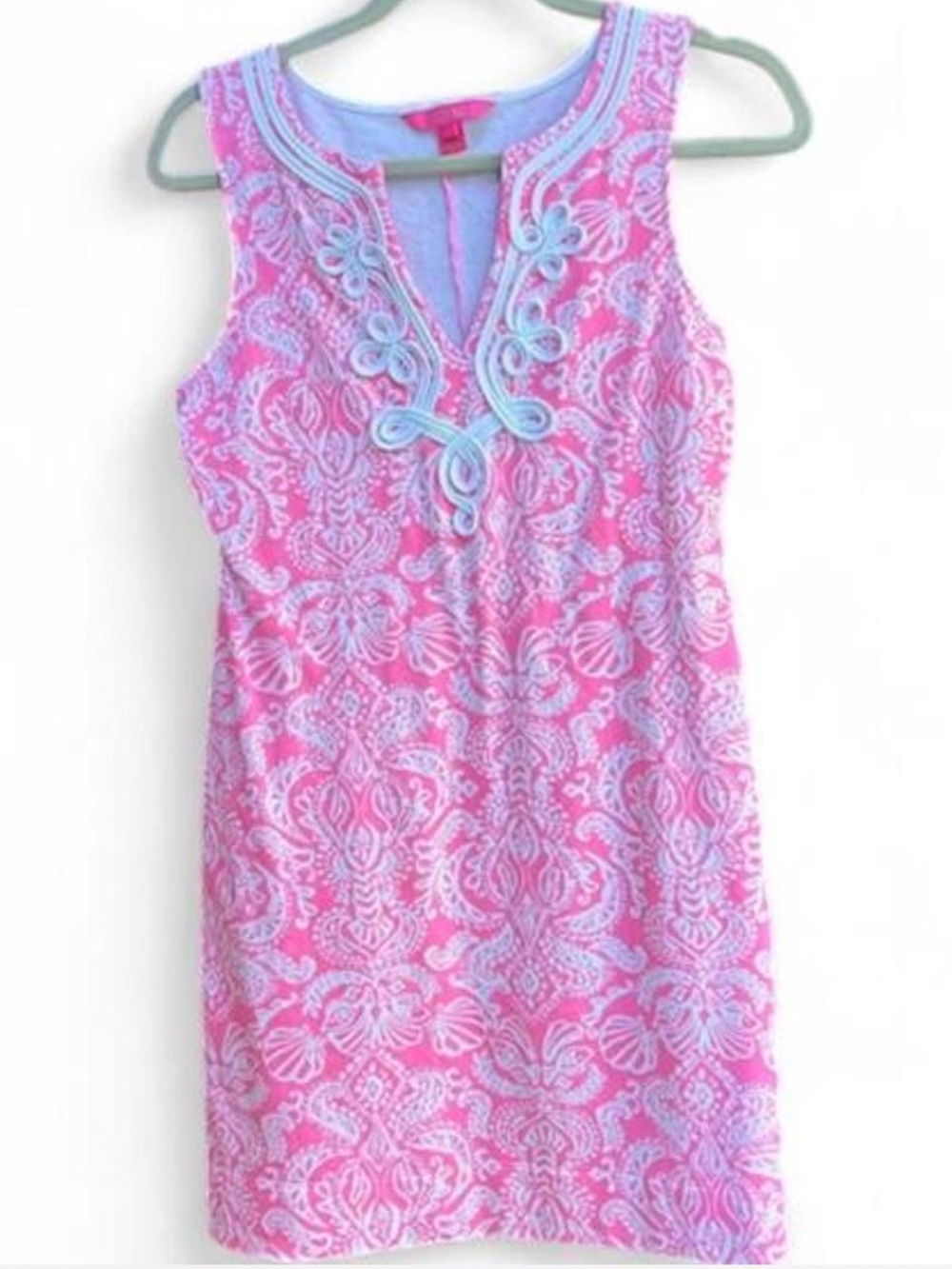 Lilly Pulitzer Pink and White Embroidered Shift Dress